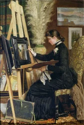 Portræt af Josephine Gillow maleri ved et staffeli, 1880